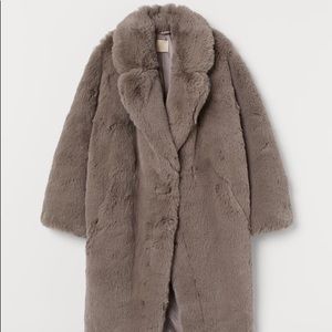 H&M grey fur coat